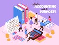 Isometric Accounting Background Concept