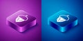 Isometric Acorn icon isolated on blue and purple background. Square button. Vector