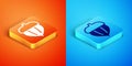 Isometric Acorn icon isolated on orange and blue background. Vector Royalty Free Stock Photo