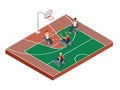 Isometric Active healthy disabled men basketball players in a wheelchair detailed sport concept illustration background