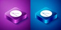 Isometric Acute angle of 45 degrees icon isolated on blue and purple background. Square button. Vector