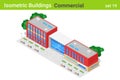 Isometric Buildings Commercial flat vector collection