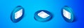 Isometric Adult diaper icon isolated on blue background. Blue circle button. Vector