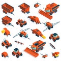 Isometric Agricultural Farm Equipment Set