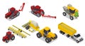 Isometric Agricultural Machinery Set