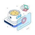 Isometric AI powered virtual reality interface and interaction system. Royalty Free Stock Photo