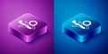 Isometric Airplane search icon isolated on blue and purple background. Square button. Vector Royalty Free Stock Photo