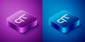 Isometric Airplane seat icon isolated on blue and purple background. Square button. Vector Royalty Free Stock Photo