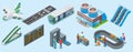 Isometric airport elements set