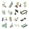 Isometric Airport Elements Set Royalty Free Stock Photo