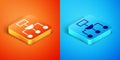 Isometric Algorithm icon isolated on orange and blue background. Algorithm symbol design from Artificial Intelligence