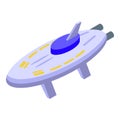Alien spaceship hovering in the air with open hatch