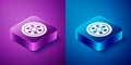Isometric Alloy wheel for a car icon isolated on blue and purple background. Square button. Vector Illustration Royalty Free Stock Photo