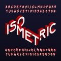 Isometric alphabet font. Three-dimensional effect letters and numbers.