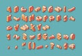 Isometric alphabet, numbers and punctuation marks.