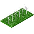 Isometric alternative eco green energy. Wind turbine