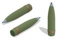 Isometric ammunition for 155 mm howitzer M777. Modern shells for heavy assault barrel artillery.