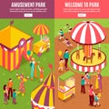 Isometric Amusement Park Banners Royalty Free Stock Photo