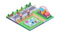 Isometric Amusement Park with Roller Coaster and Rides, vector design Generative AI Royalty Free Stock Photo