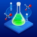 Isometric Analysis Lab, Chemical Laboratory Science. Research Teams in Chemistry Experiments, Health Sciences, Life Royalty Free Stock Photo