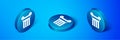 Isometric Ancient column icon isolated on blue background. Blue circle button. Vector Royalty Free Stock Photo