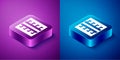 Isometric Ancient Greek pattern icon isolated on blue and purple background. Square button. Vector