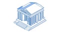 Isometric Ancient Greek Temple, Sketch of a Classic Architecture Building Royalty Free Stock Photo