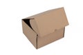 Isometric angle of Isolated and opened blank cardboard box
