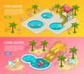 Isometric Aqua Park Banner Set