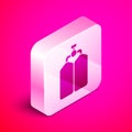 Isometric Aqualung icon isolated on pink background. Oxygen tank for diver. Diving equipment. Extreme sport. Diving