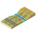 Isometric aqueduct over the river Royalty Free Stock Photo