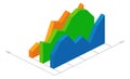 Isometric area chart icon. 3d color dashboard element