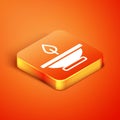 Isometric Aroma lamp icon isolated on orange background. Vector