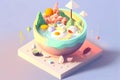 Isometric art of sushi bowl. Generative ai design