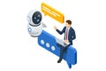 Isometric Artificial Intelligence, Knowledge Expertise Intelligence Learn. Internet connect Chatgpt Chat with AI Royalty Free Stock Photo