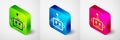 Isometric Artificial intelligence robot icon isolated on grey background. Machine learning, cloud computing. Square Royalty Free Stock Photo