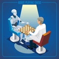 Isometric Artificial Intelligence Technology Concept