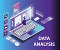 Isometric Artwork Concept of Data analysing