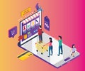 Isometric Artwork Concept of online Shopping Through Mobile Phone