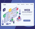 A Team of People who are Developing a Website Isometric Artwork Concept. Royalty Free Stock Photo