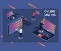 Isometric Artwork Online Listing Of People Surfing Internet On Lapotp