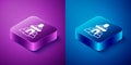 Isometric Auction auctioneer sells icon isolated on blue and purple background. Auction business, bid and sale. Square Royalty Free Stock Photo