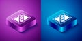 Isometric Auction painting sold icon isolated on blue and purple background. Auction bidding. Sale and buyers. Square Royalty Free Stock Photo