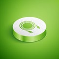 Isometric Audio jack icon isolated on green background. Audio cable for connection sound equipment. Plug wire. Musical