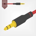 Isometric audio 3.5 mm cable vector illustration. Audio connector volumetric design Royalty Free Stock Photo