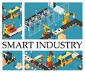 Isometric Automated Factory Composition