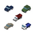Isometric Automobile Set Of Armored, Lorry, Suv And Other Vector Objects. Also Includes Truck, Auto, Car Elements. Royalty Free Stock Photo