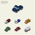Isometric Automobile Set Of Lorry, Armored, Car And Other Vector Objects. Also Includes Auto, Suv, Freight Elements. Royalty Free Stock Photo