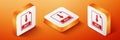 Isometric AVI file document icon. Download AVI button icon isolated on orange background. Orange square button. Vector Royalty Free Stock Photo