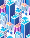 Isometric background seamless city downtown skyscrapers